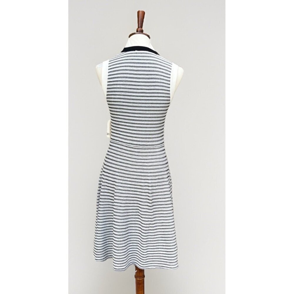 NWT Bar III Sleeveless Knit Dress Black White Stripe Size M Midi Stretch - Picture 6 of 15